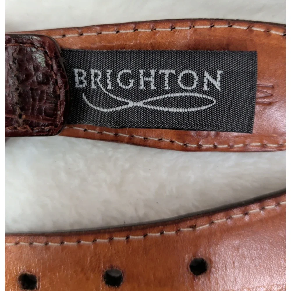 Brighton Brown Leather Silver Accents Weaved Belt 91807
